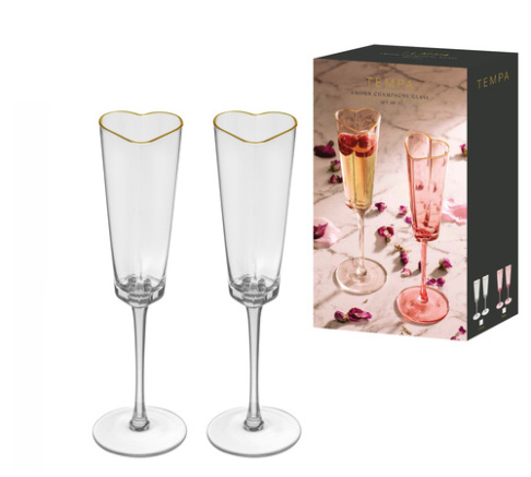 Ladelle Amour Champagne Glasses Pair - Clear or Pink