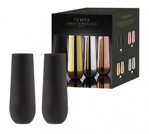 Tempa Stemless Champagne Glasses - Pair - Assorted Colours