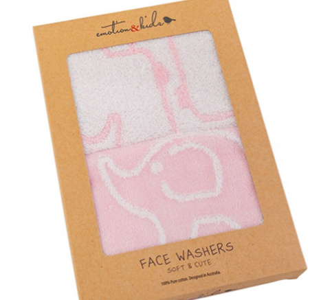 Emotion and Kids Baby Face Washers 2 Piece Set - Pink or Blue