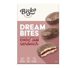 Bisko Bakehouse Dream Bites Shortbread Choc Jam Sandwich 150g