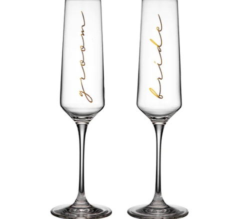 Tempa Celebration Bride and Groom Champagne Glasses - Set of 2