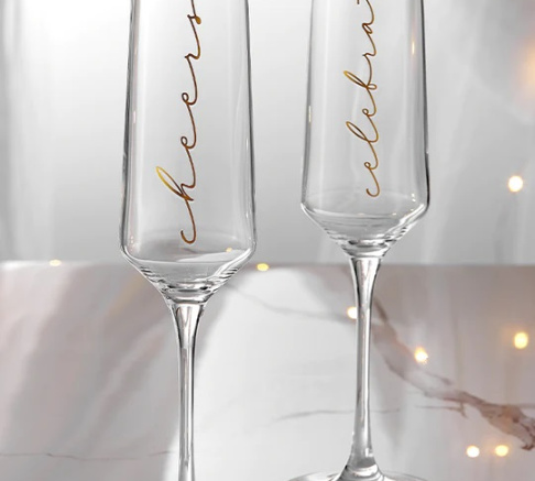 Tempa Celebration Cheers and Celebrate Champagne Glasses - Set of 2