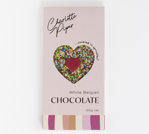 Charlotte Piper White Belgian Chocolate with Sprinkles 100g
