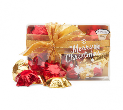 Chocolate Gems Red and Gold Stars 120g