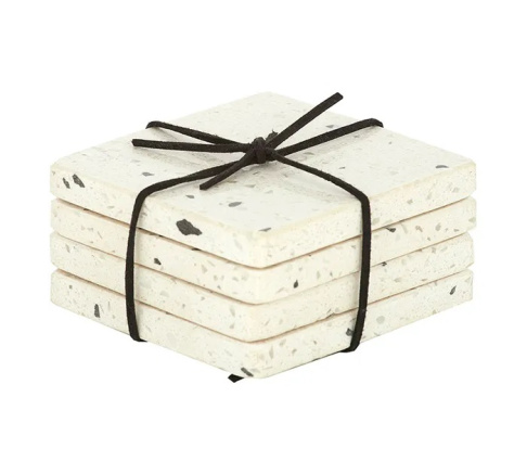 Assemble Terrazzo Stone Coasters - White or Teal