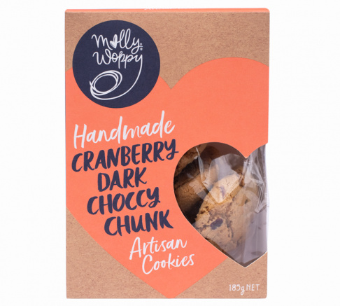 Molly Woppy Boxed Cranberry Dark Choccy Chunk Artisan Cookies 185g