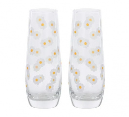 Stemless Champagne Flutes Pair - Daisy
