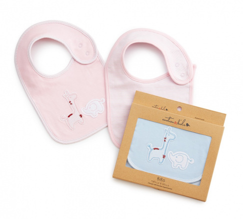 Emotion and Kids Baby Bibs 2 Piece Set - Pink or Blue