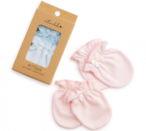 Emotion and Kids Baby Mittens 2 Pairs - Pink or Blue