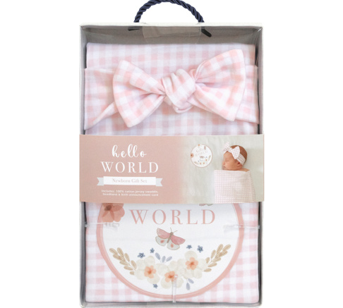 Living Textiles Newborn Gift Set - Pink Gingham