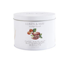 Luken and May Butterburst Biscuit Tin Choc Hazelnut 200g