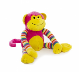 Milo Monkey - Bright Striped Hot Pink 38cm