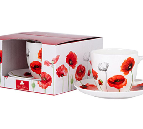 Ashdene Cup and Saucer Set - Red Poppies