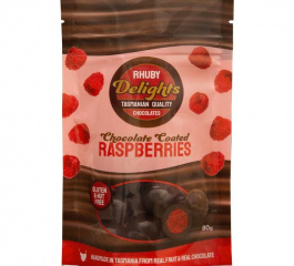 Rhuby Delights Choc Raspberries 80g