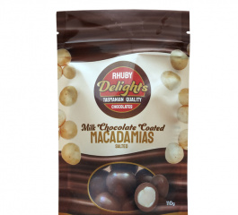 Rhuby Delights Choc Salted Macadamias 110g