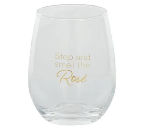 Stemless Wine Glass - Stop And Smell The Rose