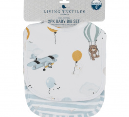 Living Textiles 2 Pack Bib Set - Up Up and Away