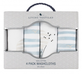 Living Textiles 4 Pack Washcloths Set - Up Up and Away